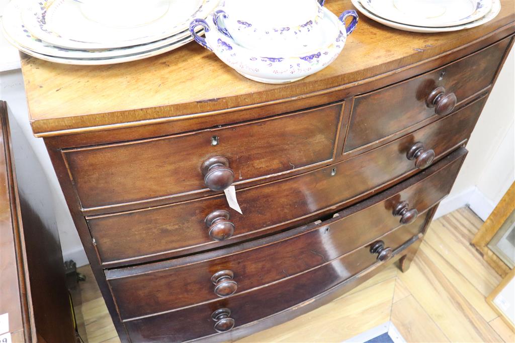 A Victorian mahogany five drawer bow front chest, width 100cm, depth 50cm, height 102cm